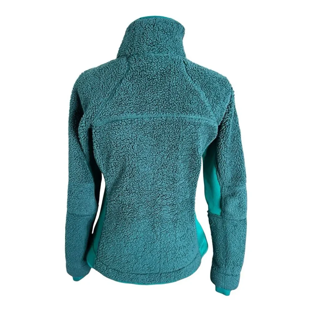 COLUMBIA Women’s‎ Full-Zip Fleece Jacket Coat Medium Green Yellow Outdoor